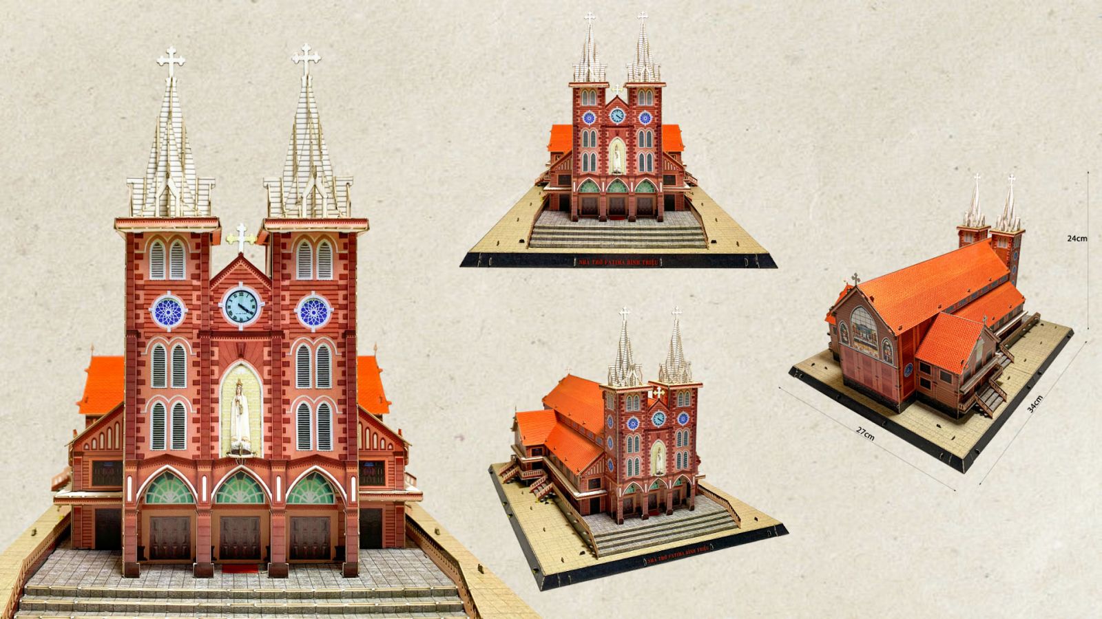 Mô hình giấy 3D Nhà thờ Fatima Bình Triệu