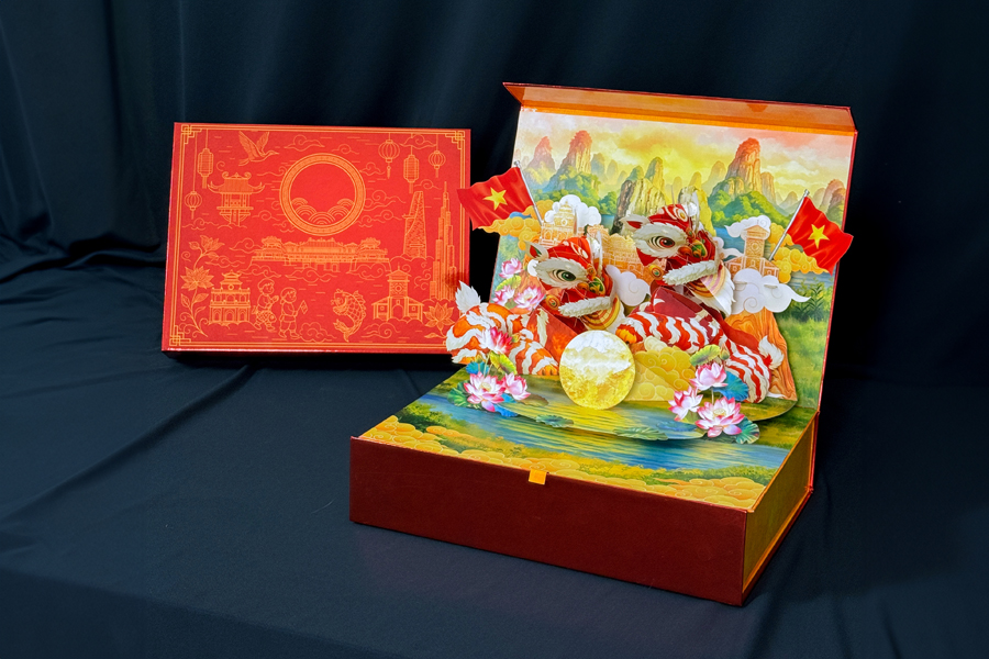 mẫu hộp quà tặng doanh nghiệp kèm mô hình 3D Popup cao cấp