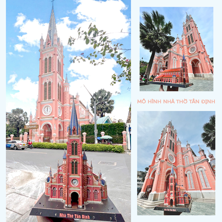 mô hình 3d kiến trúc nhà thờ tân định nổi tiếng
