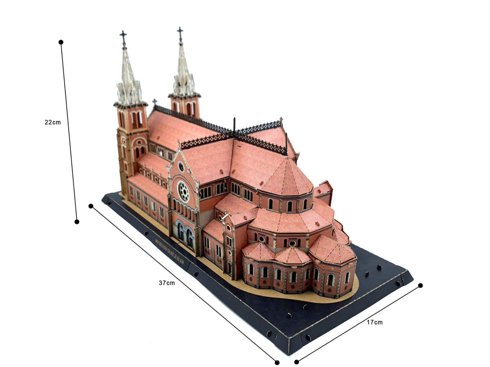 Kích thước cơ bản của Bộ lắp ráp Mô hình 3D Nhà thờ Đức Bà Sài Gòn