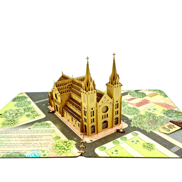 Thiệp 3D  Nhà thờ Đức Bà Sài Gòn phiên bản có đèn