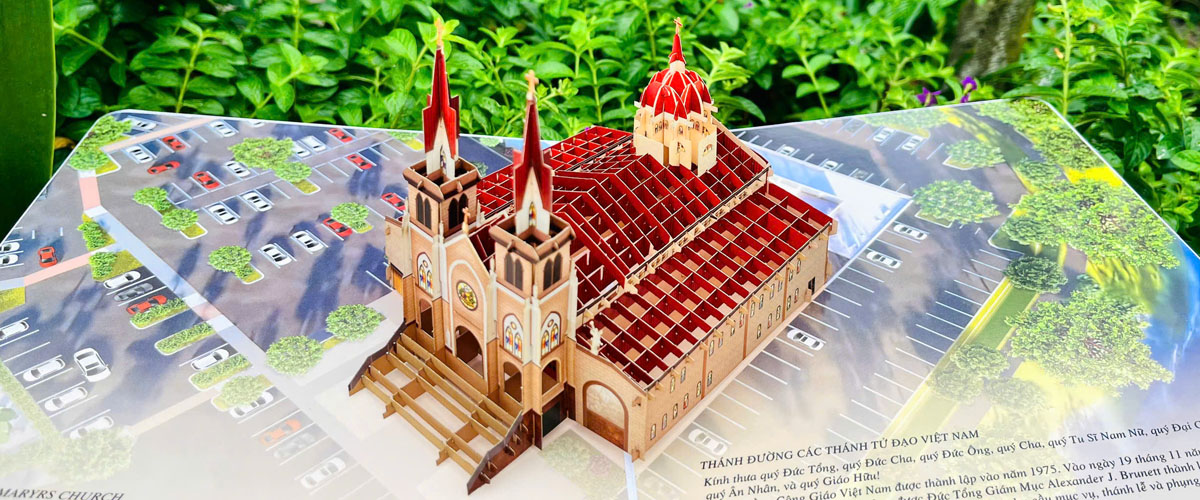Thiệp 3d kiến trúc nhà thờ thiết kế theo yêu cầu 