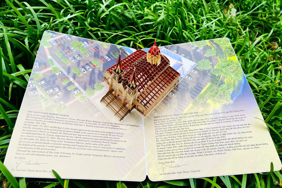 thiệp 3d bìa giây cao cấp kiến trúc nhà thờ đẹp