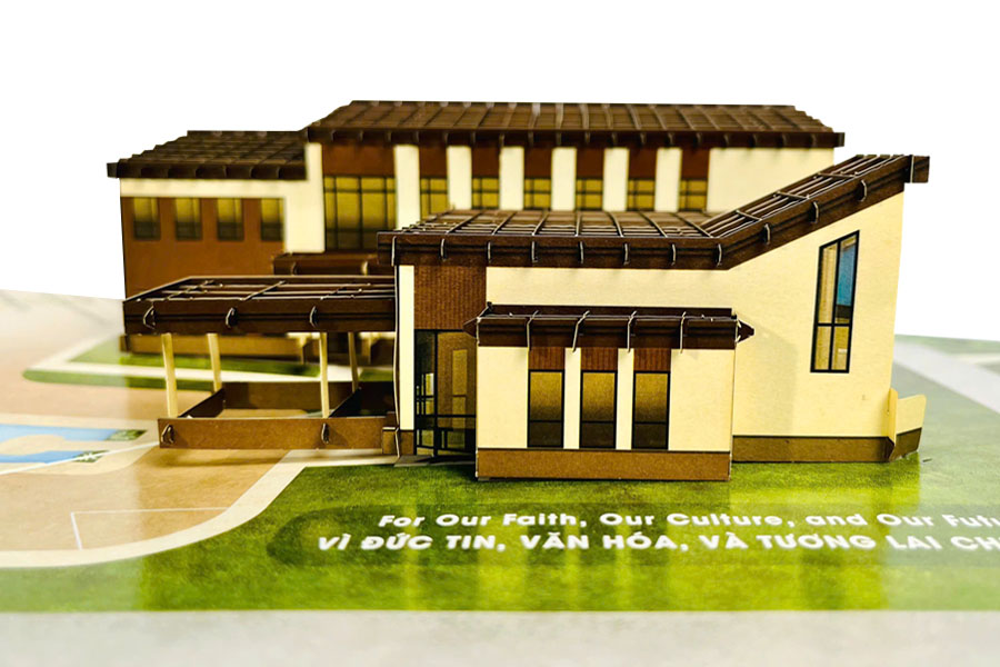 thiệp 3d kiến trúc nhà thờ độc đáo