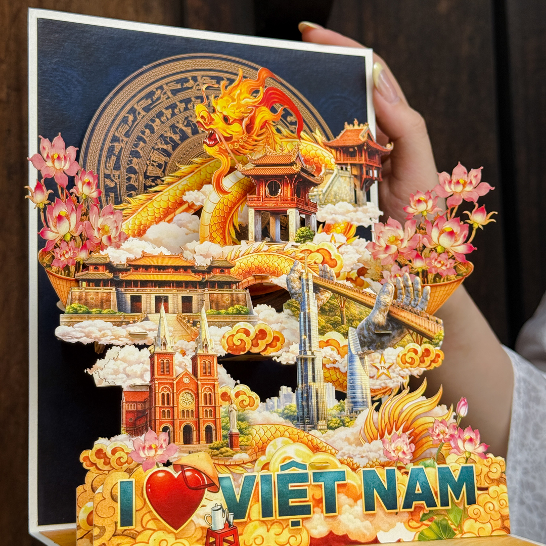thiệp 3d việt nam với chủ đề i love vietnam làm quà tặng lưu niệm độc đáo