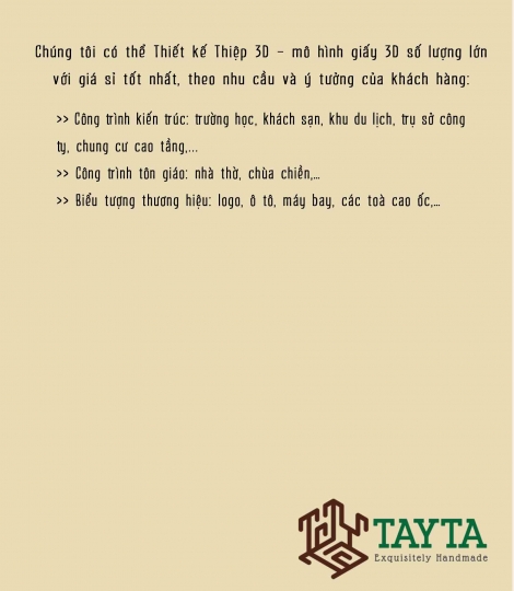 THIẾT KẾ THIỆP 3D THEO YÊU CẦU - TAYTA