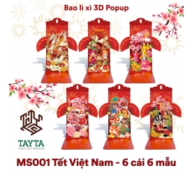 COMBO 6 MẪU BAO LÌ XÌ POPUP TẾT VIỆT NAM - BAO LÌ XÌ ĐỎ TƯƠI MAY MẮN