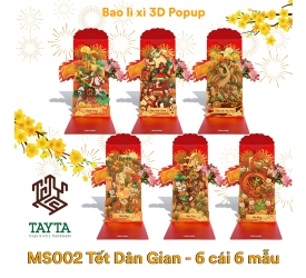 Set 6 Bao Lì Xì 3D Popup TAYTA Phong Cách Tranh Dân Gian Việt Nam