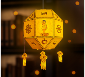 [28cm] Lồng Đèn Phật Giáo Bát Giác Vàng/Xanh/Hồng/Đỏ