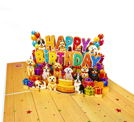 Thiệp 3D Happy Birthday Dogs - Quà Tặng Sinh Nhật Handmade Độc Đáo, Sáng Tạo - TAYTA