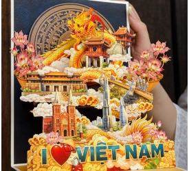 Thiệp 3D I Love Viet Nam - Thiệp Nổi 3D Mới Nhất Làm Quà tặng lưu niệm Việt Nam - Vietnamese souvenirs